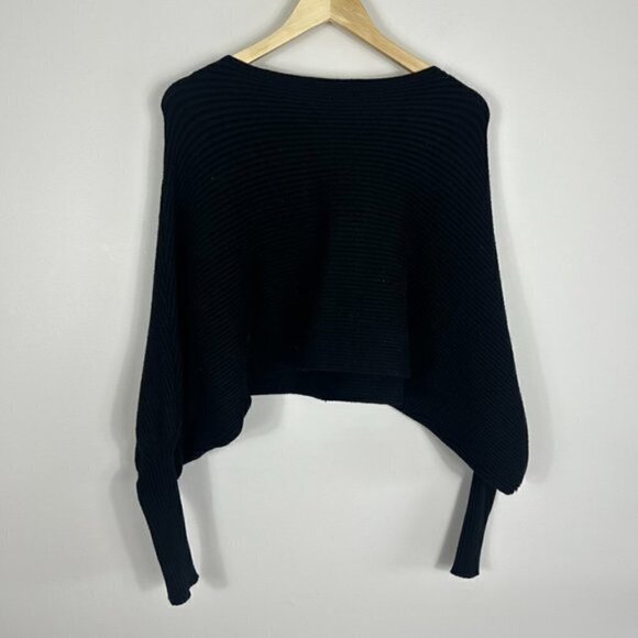 ZARA Crop Ribbed Black Sweater Dolman Sleeves S - Picture 5 of 5